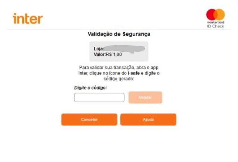 3DS Banco Inter 3D Secure Verificação de segurança i-safe para compra online